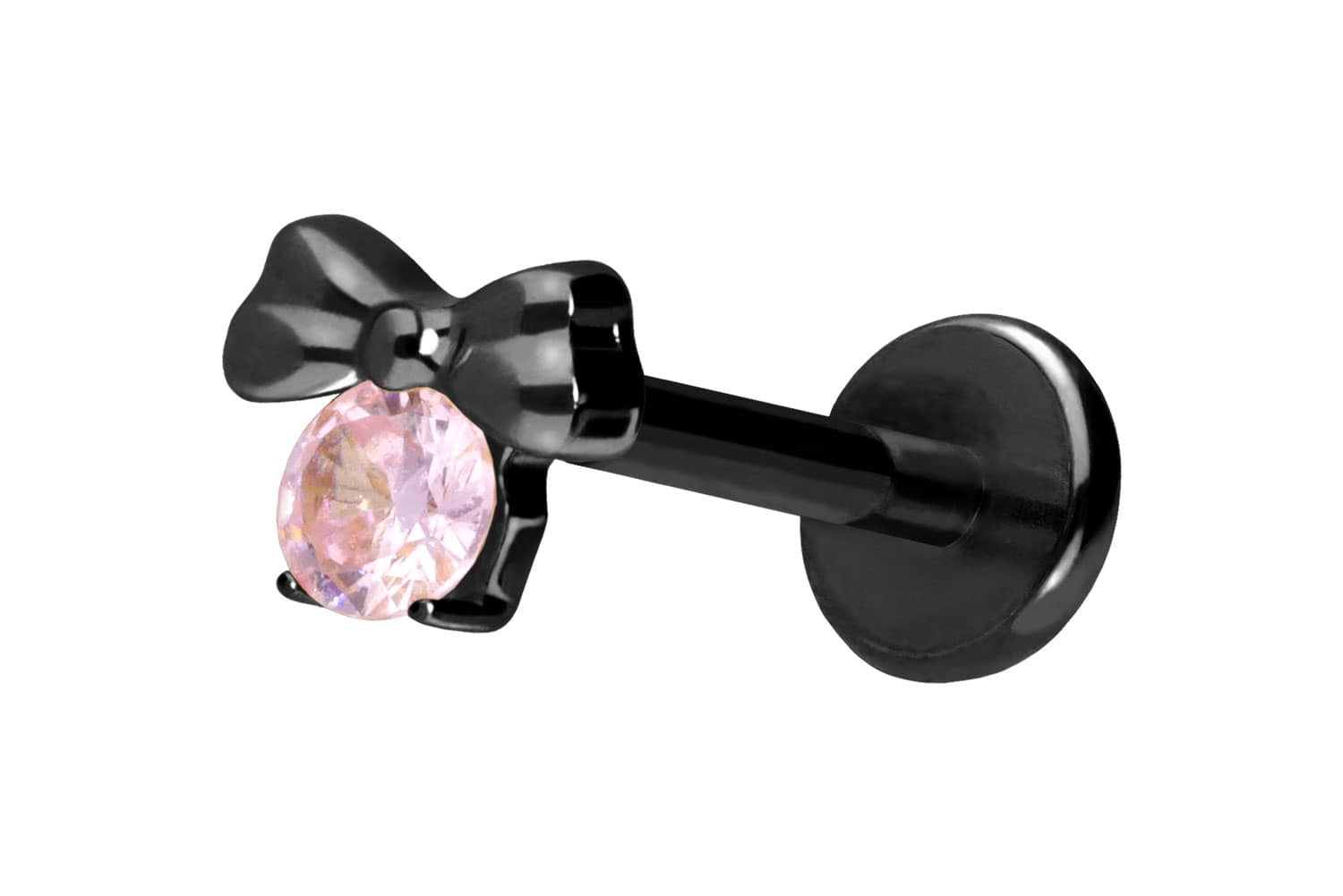Titan Labret Piercing mit Push Fit SCHLEIFE + KRISTALL